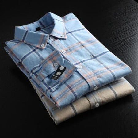 Importé - Chemise Coton Homme A Carreaux Manches Longues