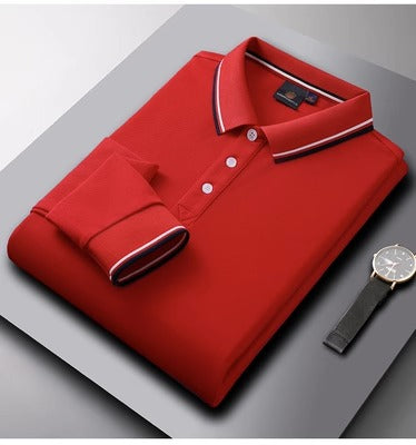 Importé - Polo T-Shirt Homme Manches Longues Couleur uni