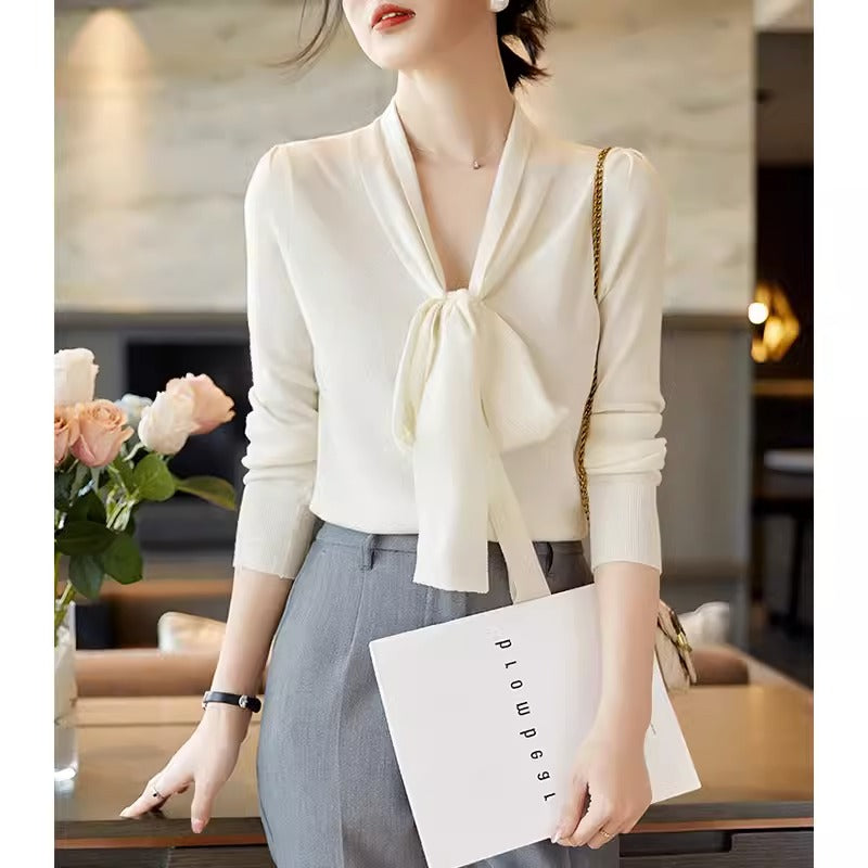 Importé - Chemiser Pull Femmes Col En V Manches Longues Style italienne