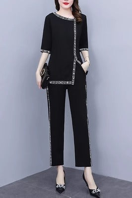 Importé - Ensemble Tailleur Femme Ample Deux Pièces Tendance En Soie