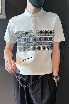 Importé - Polo Homme Manche Courte Motifs Ethniques