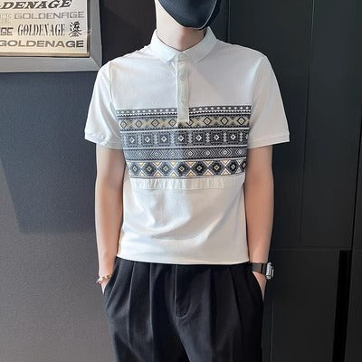 Importé - Polo Homme Manche Courte Motifs Ethniques