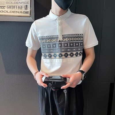 Importé - Polo Homme Manche Courte Motifs Ethniques