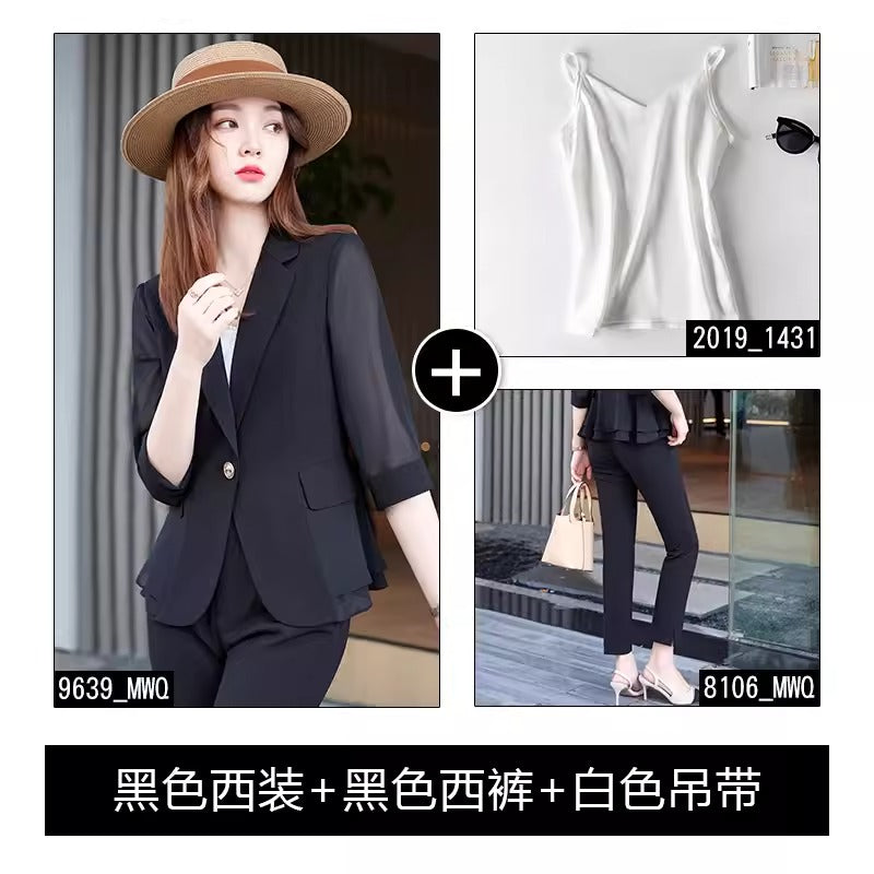 Importé - Ensemble Blazer Femme Slim Décontracté 3 Pièces En Maille