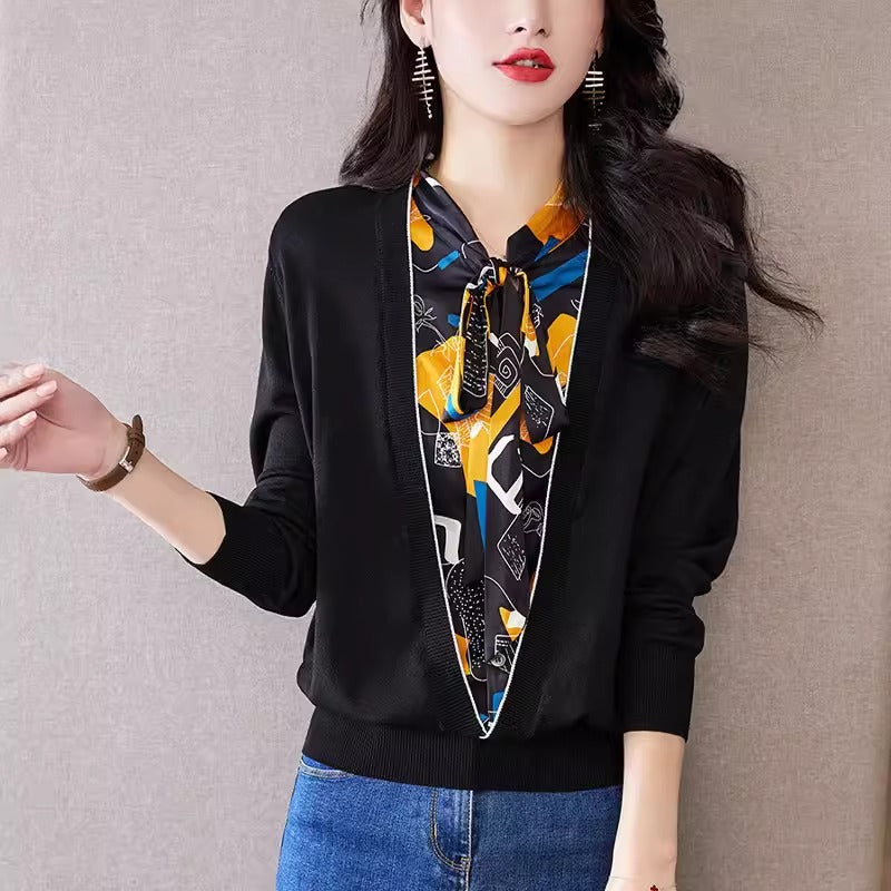 Importé - Chemiser Femmes Col En V Style Pull A Manches Longues