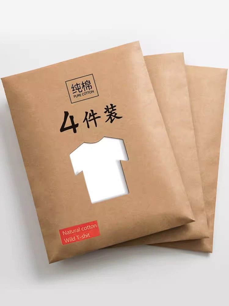 Importé - Pack 4 T-Shirts Corps pour Homme Manches Courtes 100% Coton