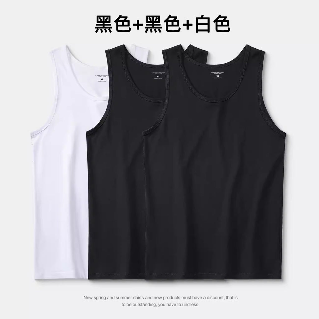 Importé - Lot de 3 T-Shirt Gilet Décontractés Sans-Manches En Pur Coton