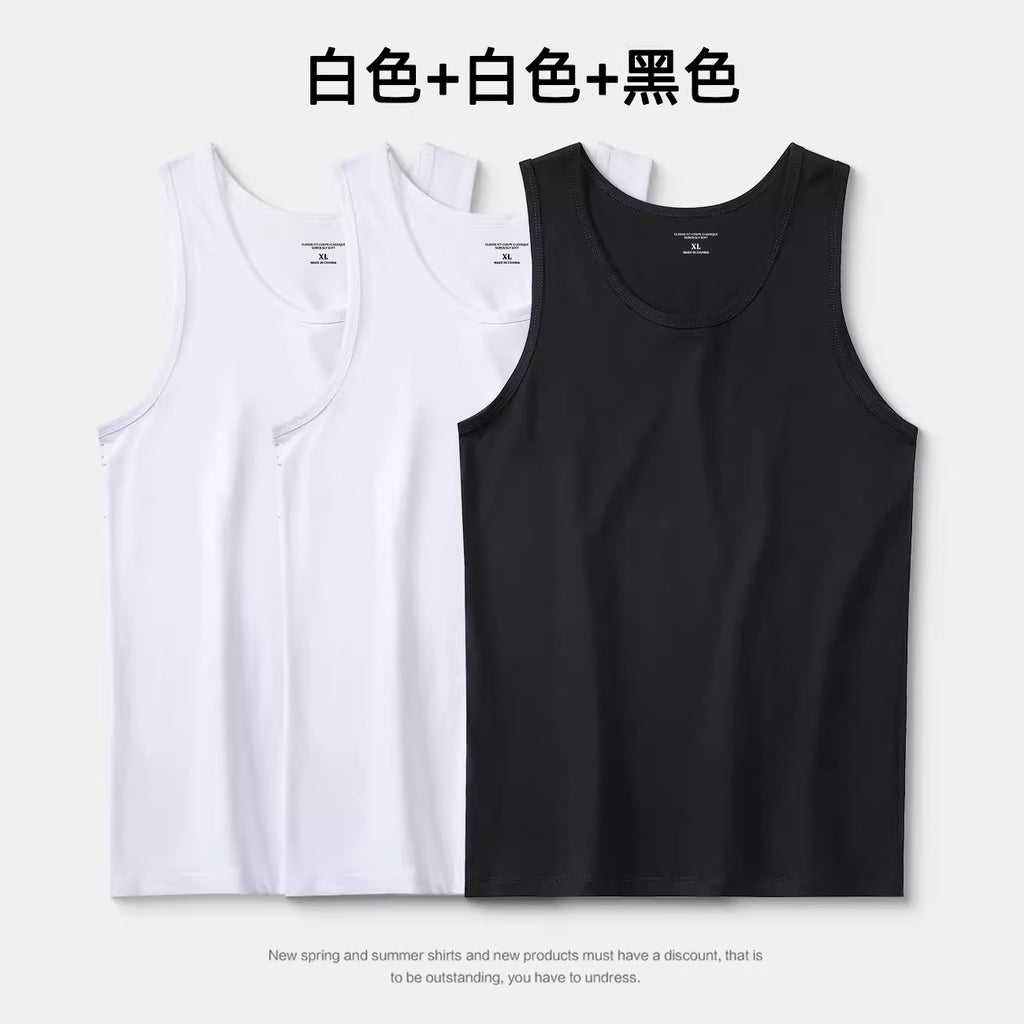 Importé - Lot de 3 T-Shirt Gilet Décontractés Sans-Manches En Pur Coton