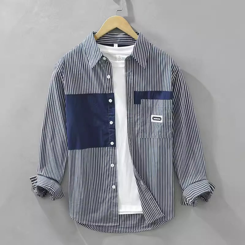 Importé - Chemise Pure Coton À Rayures Homme Manche Longue