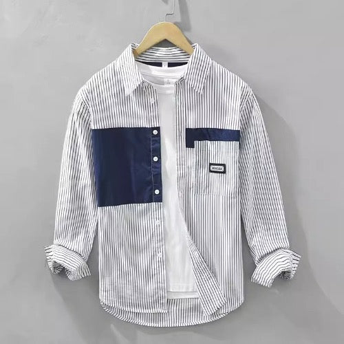 Importé - Chemise Pure Coton À Rayures Homme Manche Longue