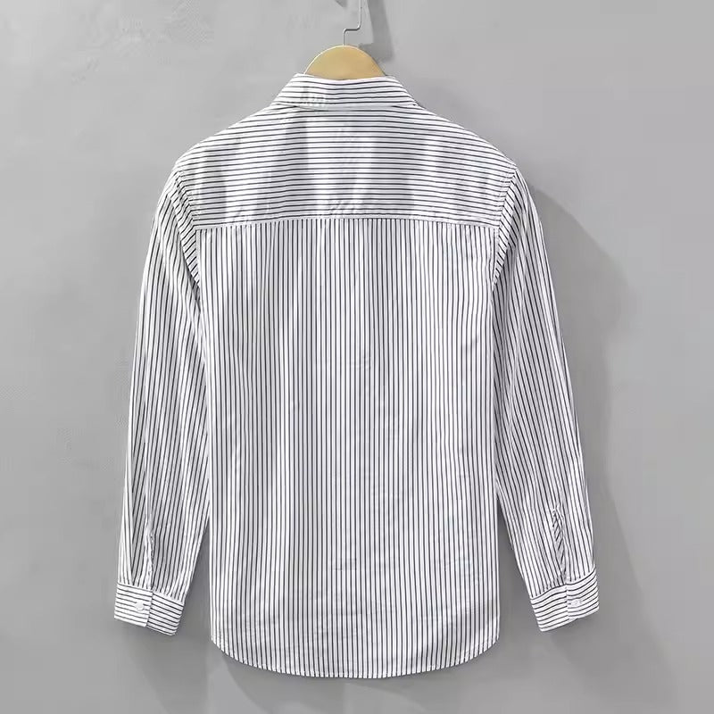 Importé - Chemise Pure Coton À Rayures Homme Manche Longue