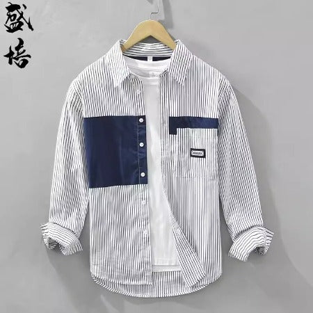 Importé - Chemise Pure Coton À Rayures Homme Manche Longue