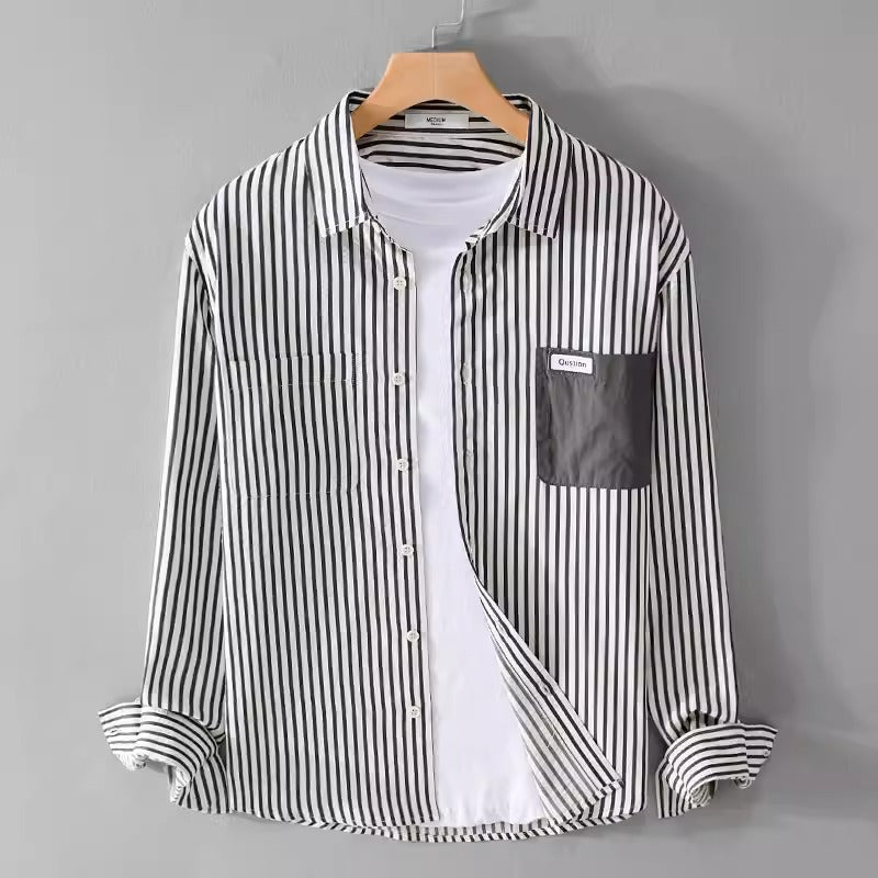 Importé - Chemise Homme Coton À Rayures Manches Longues