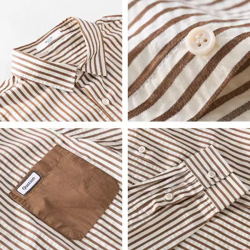 Importé - Chemise Homme Coton À Rayures Manches Longues