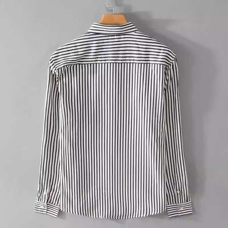 Importé - Chemise Homme Coton À Rayures Manches Longues