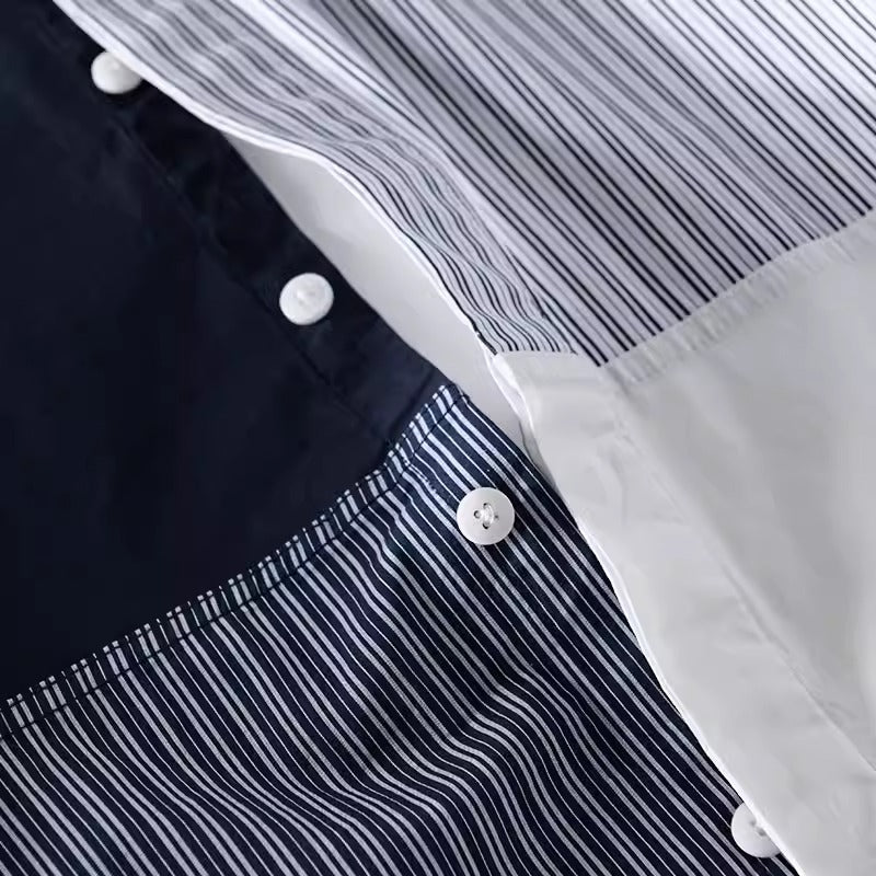 Importé - Chemise Coton Homme Manches Longues à Rayures