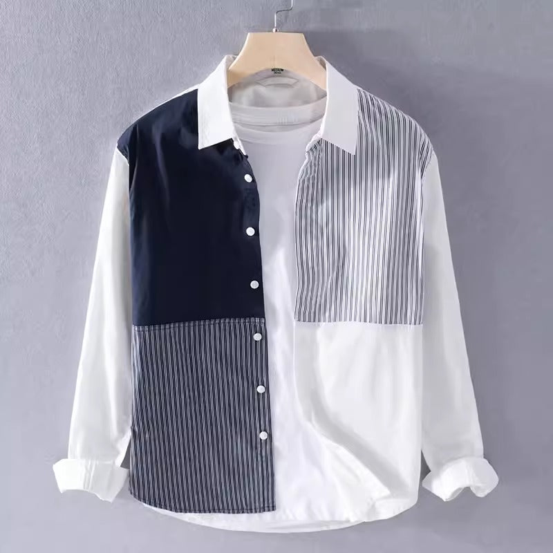 Importé - Chemise Coton Homme Manches Longues à Rayures
