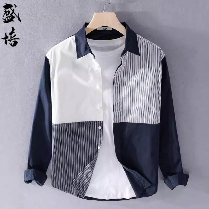 Importé - Chemise Coton Homme Manches Longues à Rayures