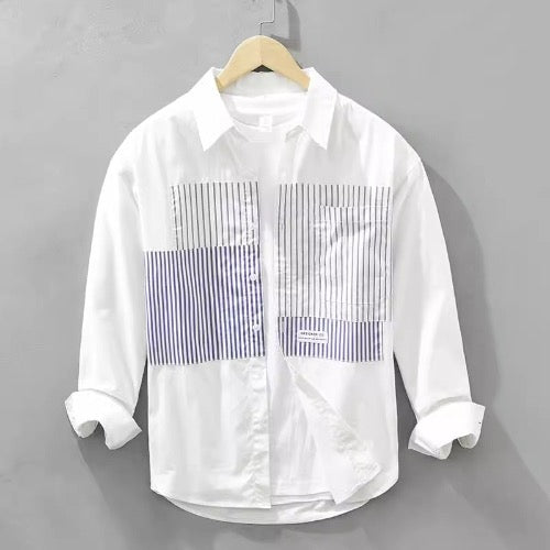 Importé - Chemise Pur Coton Rayures Homme Manches Longues