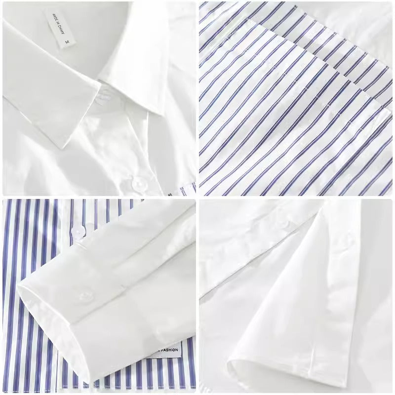 Importé - Chemise Pur Coton Rayures Homme Manches Longues