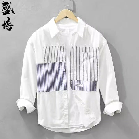 Importé - Chemise Pur Coton Rayures Homme Manches Longues