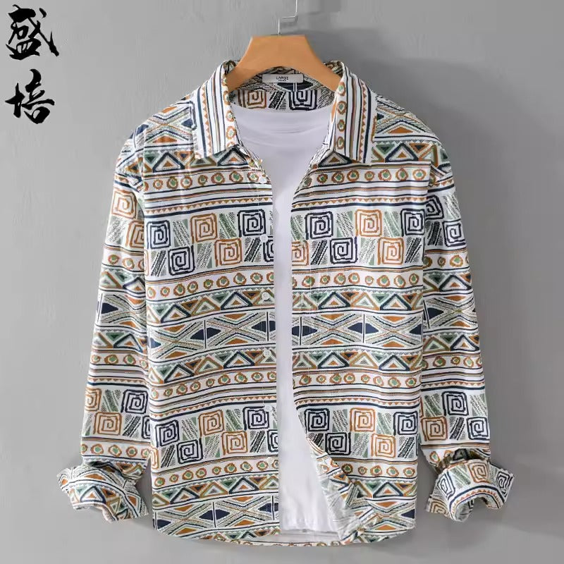 Importé - Chemise Pur Coton Homme Ethnique Manches Longues