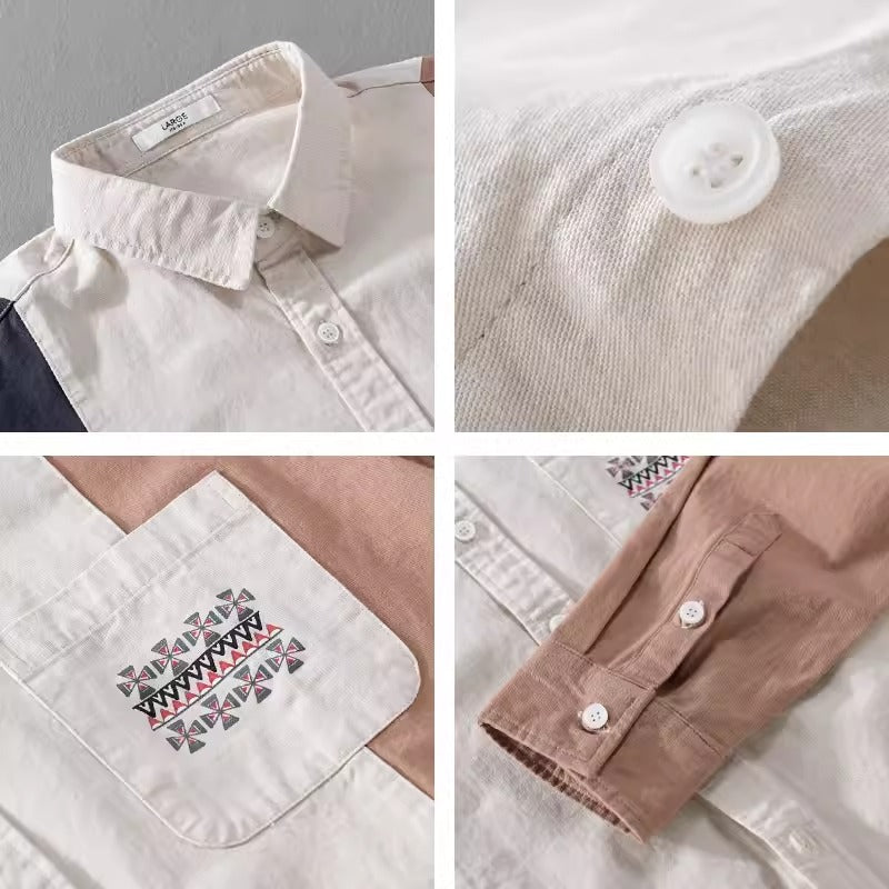 Importé - Chemise Pur Coton Brodé Homme à Manche Longue