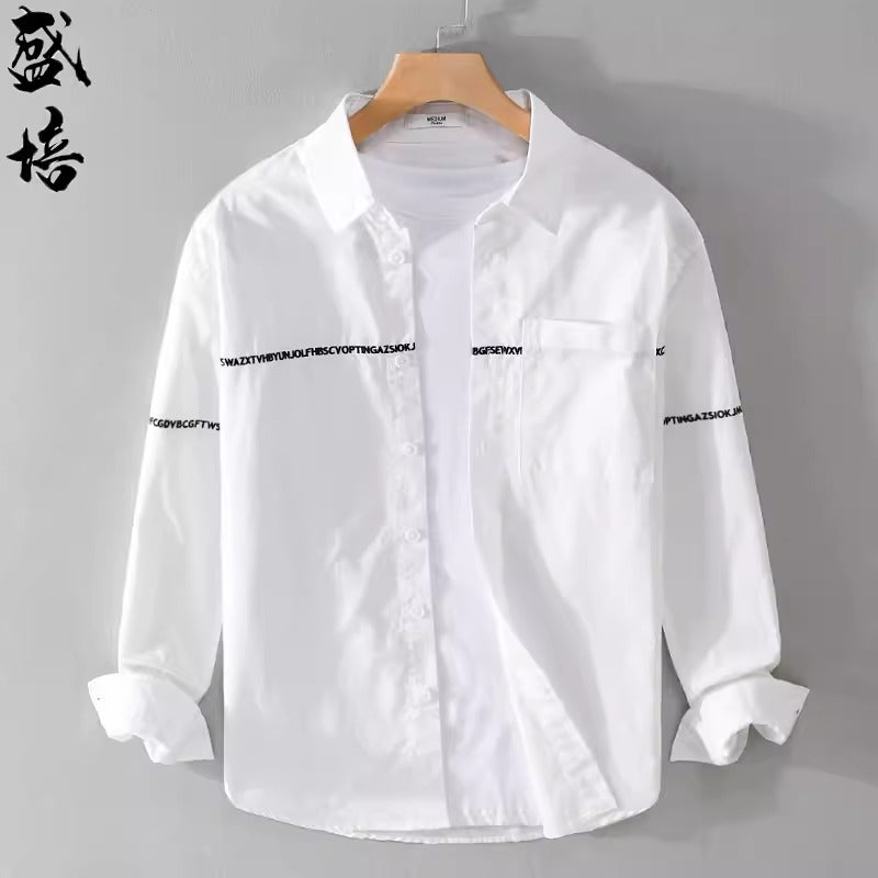 Importé - Chemise Pur Coton Homme Brodée Manches Longues