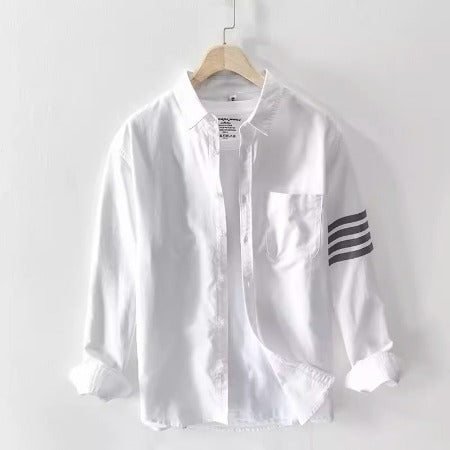 Importé - Chemise Pur Coton Homme Rayures Manches Longues