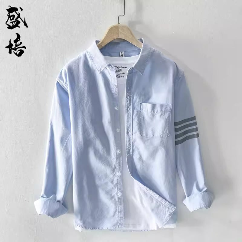 Importé - Chemise Pur Coton Homme Rayures Manches Longues