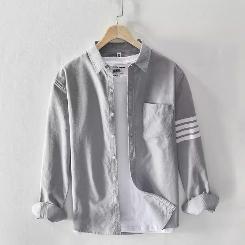 Importé - Chemise Pur Coton Homme Rayures Manches Longues