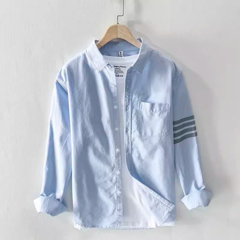 Importé - Chemise Pur Coton Homme Rayures Manches Longues