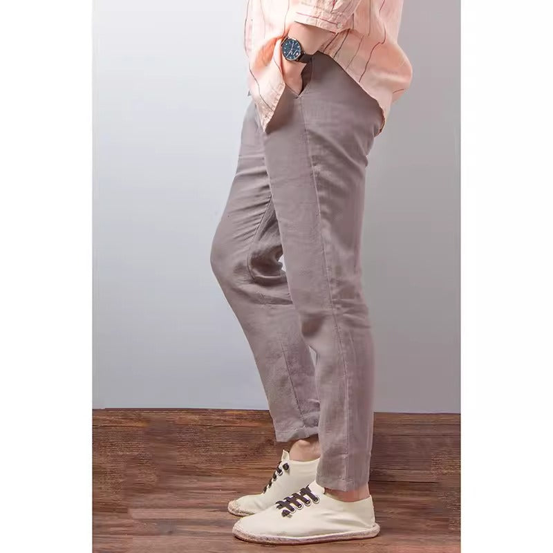 Importé - Pantalon 100% En Lin Décontracté Pour Homme
