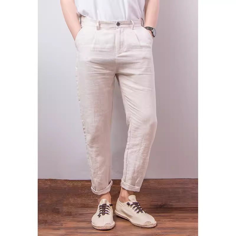 Importé - Pantalon 100% En Lin Décontracté Pour Homme