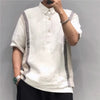 Importé - Chemise  Homme 100% Lin Col Polo Manches Courtes