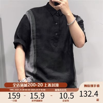 Importé - Chemise  Homme 100% Lin Col Polo Manches Courtes