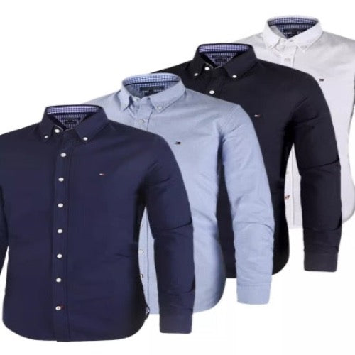 Importé - Tommy Chemise Oxford Pur Coton Homme Manches Longues