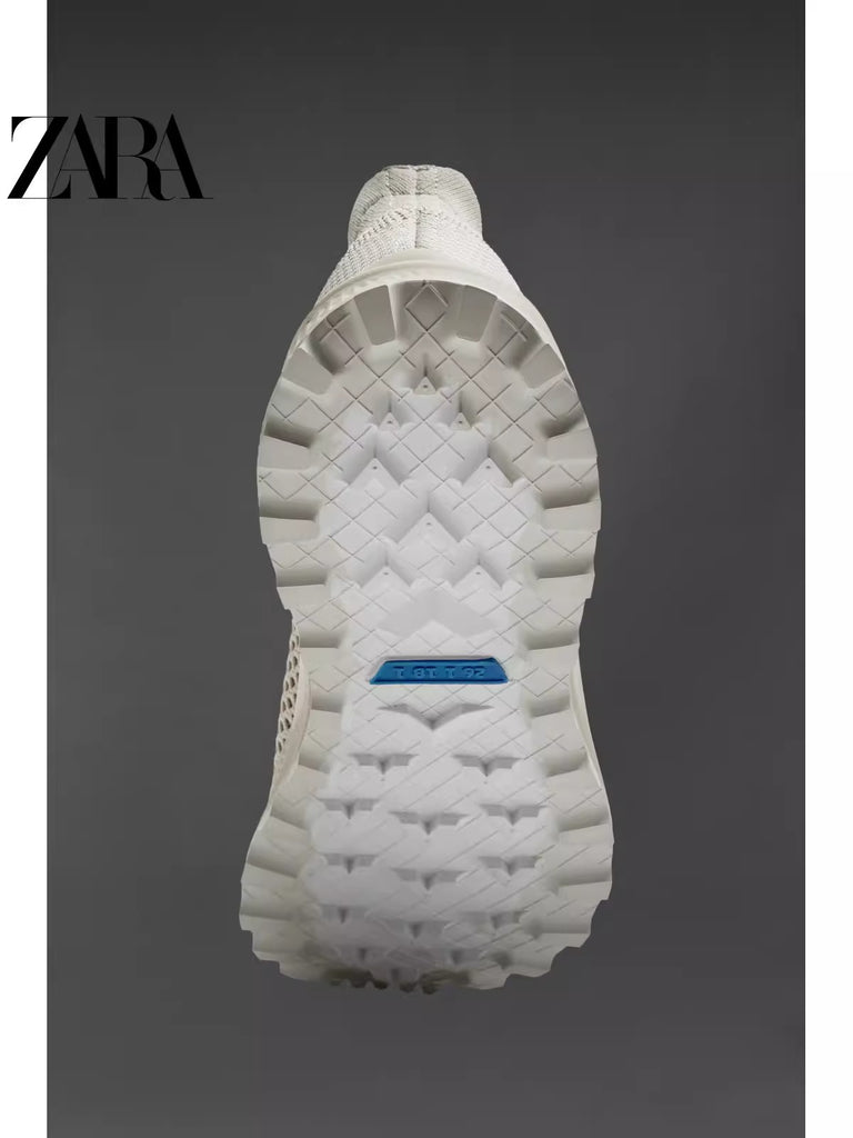 Importé - ZARA NEW - Chaussure Homme Sport Baskets Tricotées - Blanc Cassé