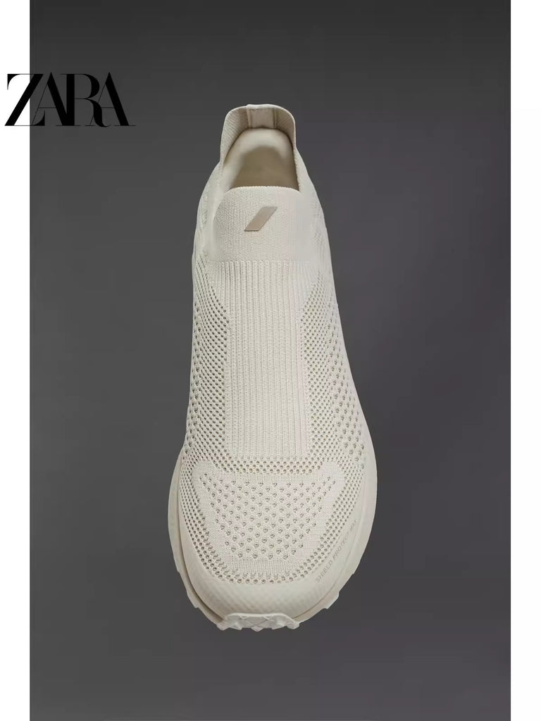 Importé - ZARA NEW - Chaussure Homme Sport Baskets Tricotées - Blanc Cassé