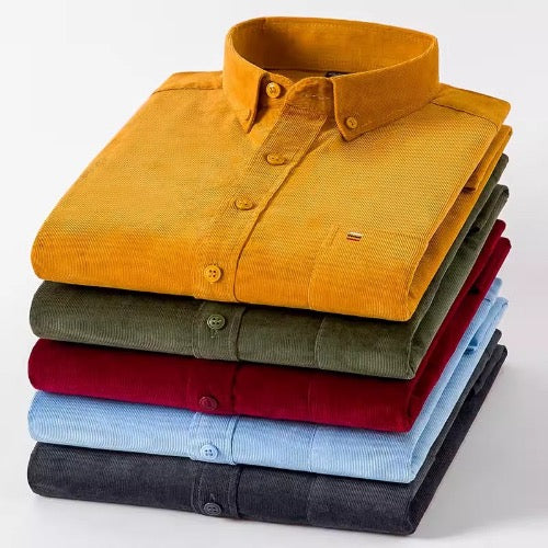 Importé - Chemise Homme Coton Velours Côtelé Manches Longues