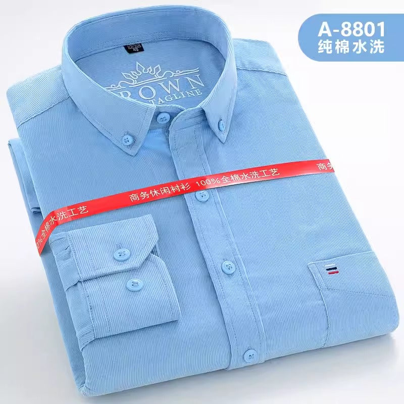 Importé - Chemise Homme Coton Velours Côtelé Manches Longues