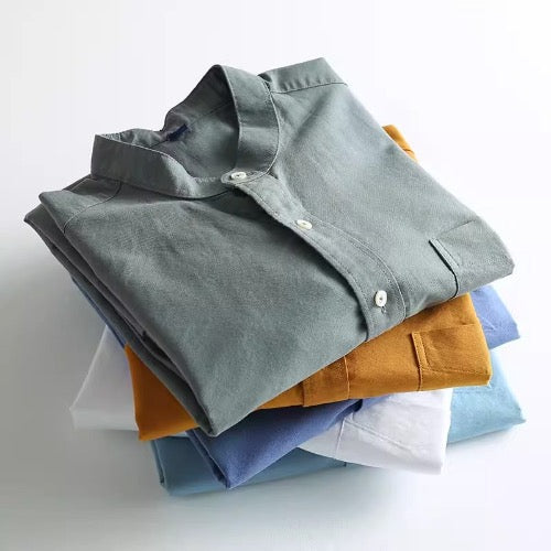 Importé - Chemise Col Mao Pur Coton Homme Manches Longues