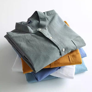 Importé - Chemise Col Mao Pur Coton Homme Manches Longues