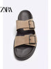 Importé - ZARA NEW - Sandales Homme Légères Style Rétro En Cuir De Daim