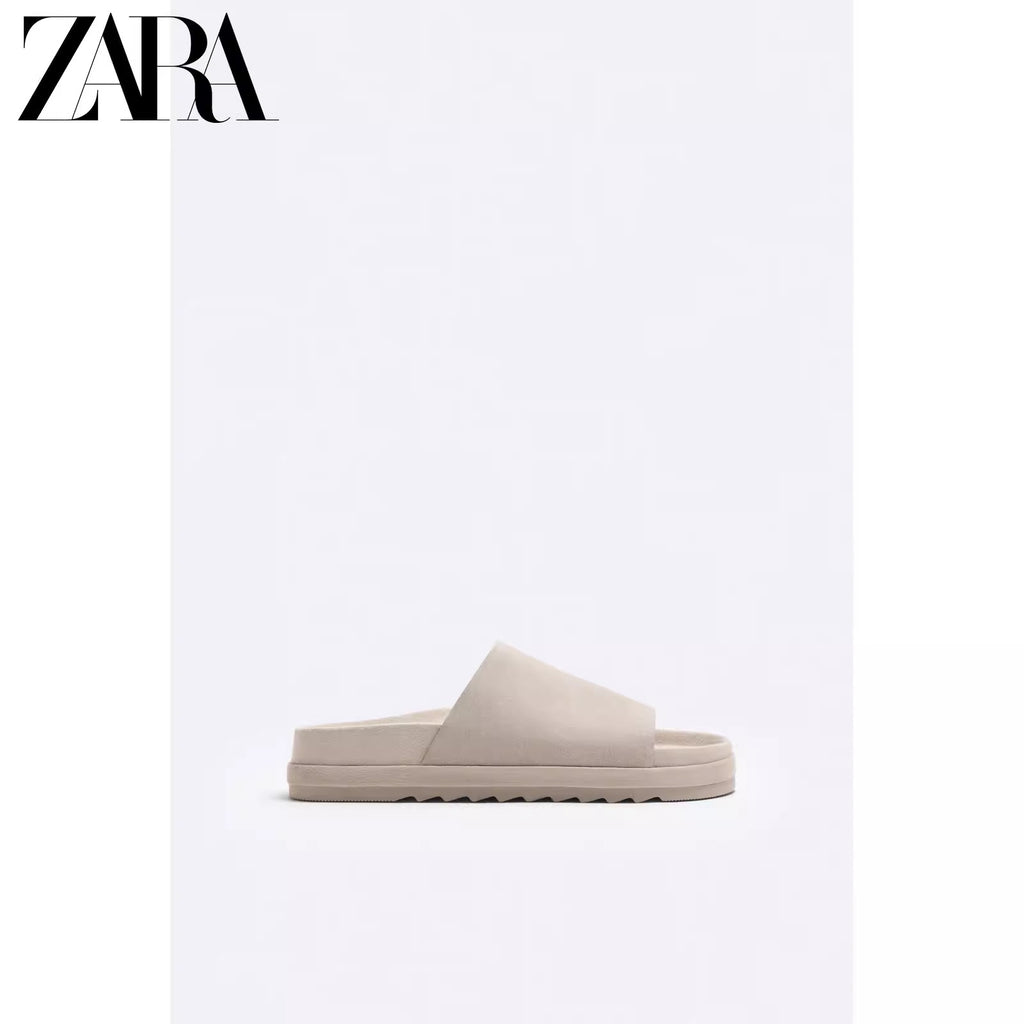 Importé - ZARA NEW - Sandales Homme Légères En Cuir Daim PU - Gris