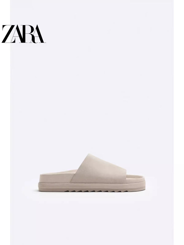 Importé - ZARA NEW - Sandales Homme Légères En Cuir Daim PU - Gris