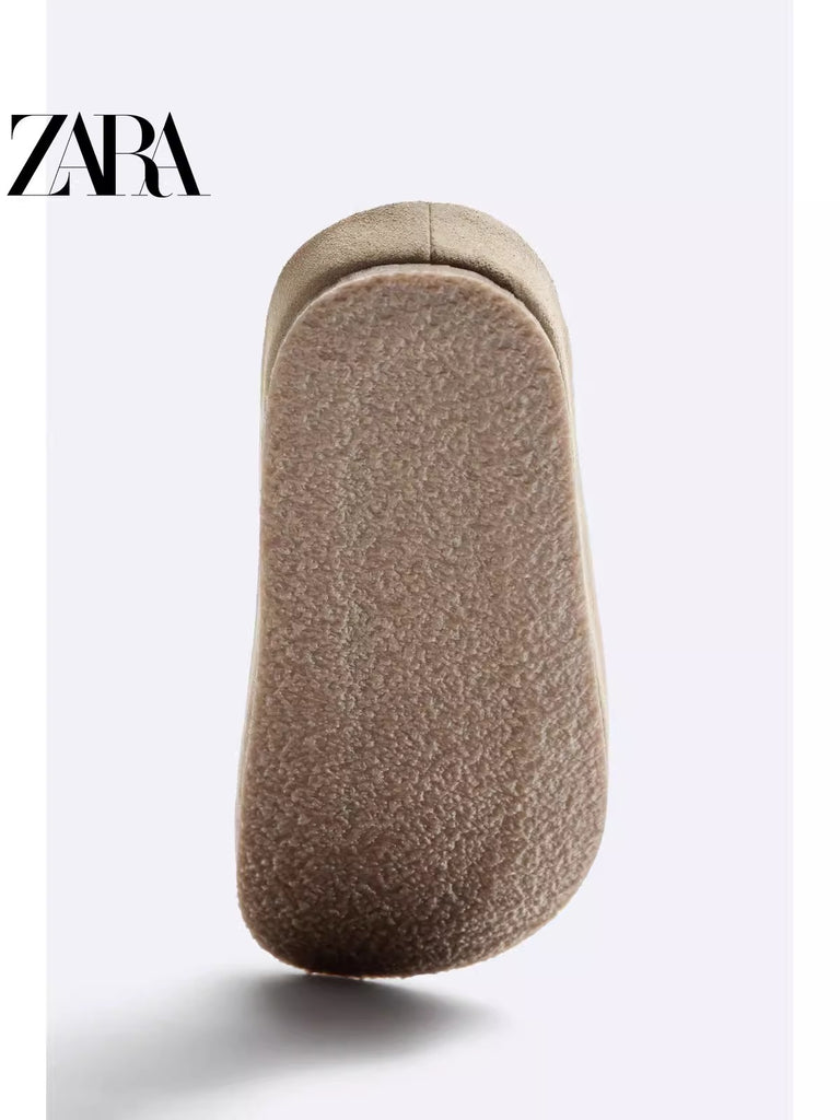 Importé - ZARA NEW - Sandales Homme Babouche Pantoufle En Cuir De Daim - Brun