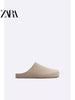 Importé - ZARA NEW - Sandales Homme Babouche Pantoufle En Cuir De Daim - Brun