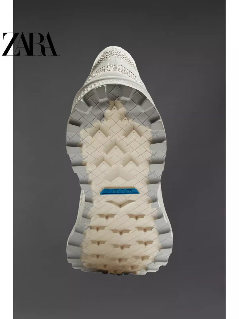 Importé  - ZARA NEW - Chaussure Homme Sport Baskets Tricotées - Blanc