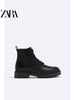 Importé - ZARA NEW - Chaussure Homme  Montantes Chelsea Boots A Lacets - Noir